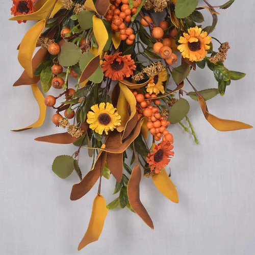 Vista 6 de Botín de cosecha de otoño de 20 pulgadas, botín artificial de arce de otoño, día de Acción de Gracias, Halloween, lágrima decorativa, decoración