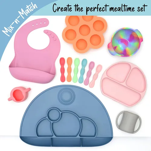 Vista 6 de PrimaStella Taza de entrenamiento de silicona para bebés y niños pequeños con asas (coral)