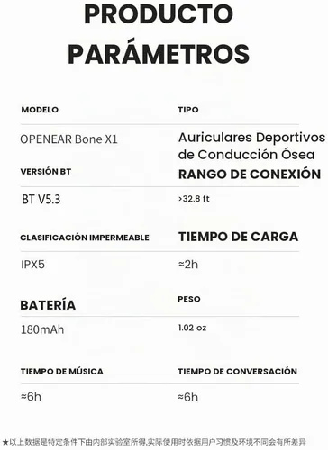 Vista 7 de Auriculares de conducción ósea, auriculares inalámbricos de oreja abierta con micrófono, Bluetooth 5.3, 6 horas de tiempo de uso, IPX5 y auriculares