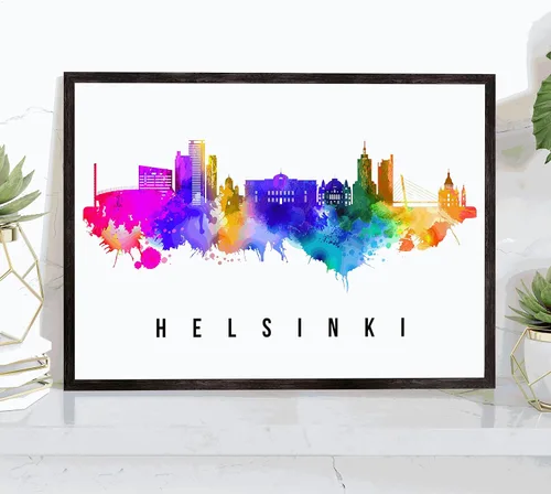 Vista 37 de Póster de Kazan Skyline Rusia, pintura de paisaje urbano de Kazan, póster de Rusia, paisaje urbano de Kazán y estampado de monumentos, arte de pared