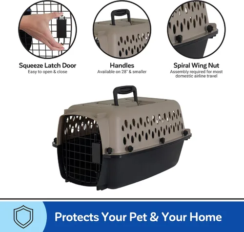Vista 4 de Petmate Vari - Perrera/Transportadora para perros portátil apto para aerolíneas y jaulas para perros pequeños, plástico duradero, transportador