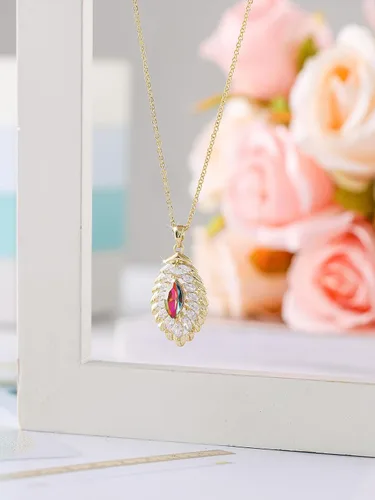 Vista 4 de Collar colgante ovalado de cristal para mujer, chapado en globo, bisutería