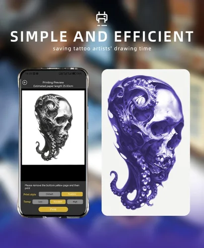Vista 5 de DGT Tattoo Impresora de papel térmico con conexión Bluetooth y teléfonos compatibles con iOS/Android (PT-M8)