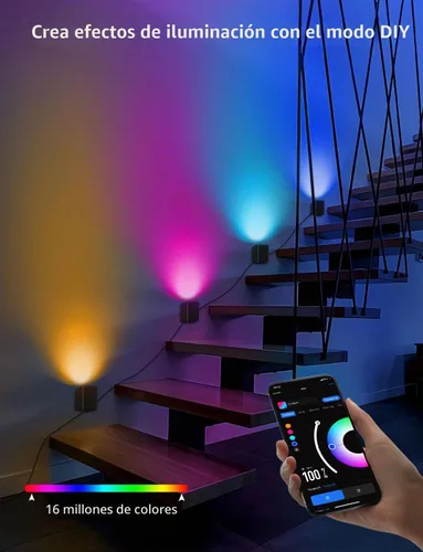 Vista 4 de APPECK - Juego de 4 apliques de pared, luces LED de pared RGBCW de 8 pies con iluminación ambiental