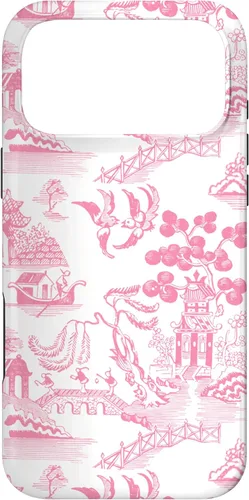 Vista 22 de Preppy Pink Willow Pattern Chinoiserie Toile Case for iPhone 17