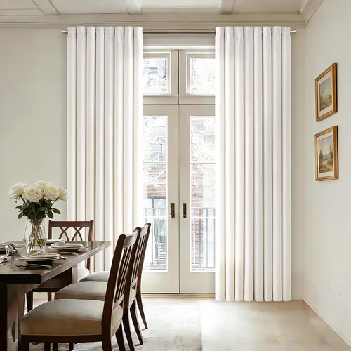 Vista 8 de Cortinas de lino blanco roto de 96 pulgadas de largo, juego de 2 Beige Blanco