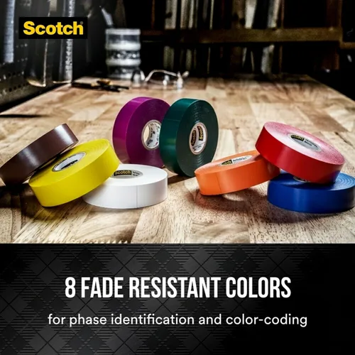 Vista 5 de 3M 10828 Scotch 35 - Cinta de codificación de color eléctrica de vinilo, 3/4 pulgadas x 66 pies, color blanco