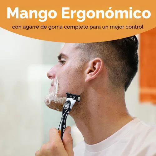 Vista 3 de BIC Flex 5 - Maquinillas de afeitar recargables de 5 cuchillas para hombre, cuidado personal navideño para un afeitado suave, 1 mango y 12