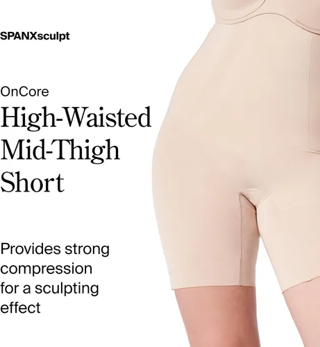 Vista 2 de SPANX sculpt OnCore Short de Cintura Alta a Medio Muslo - Potente Ropa Moldeadora para Mujeres - Compresión Nivel 4 - Control del Core