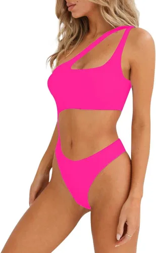 Vista 2 de SherryDC Women's Sexy Cutout One Shoulder High Cut Cheeky One Piece Swimsuit Bathing Suit