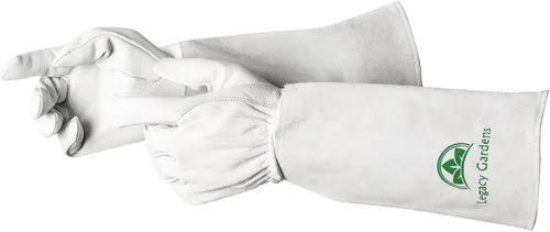 Vista 9 de Guantes de jardinería de cuero para mujeres y hombres, guantes largos de jardín, guanteletes de cuero de vaca resistentes a espinas para poda