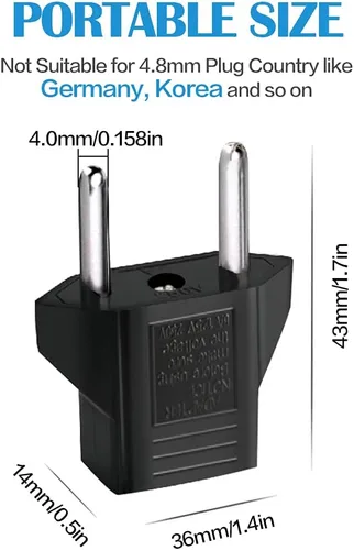 Vista 2 de adaptador de enchufe de salida estadounidense a europea, 8