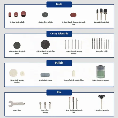 Vista 3 de Accesorios para herramientas eléctricas. 1/8" Shank Rotary Tool Bits, Universal Rotary Attachments for Grinding, Sharpening, Cleaning, Drilling