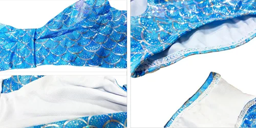 Vista 8 de DNFUN Traje de baño de sirena para niñas, traje de baño de sirena