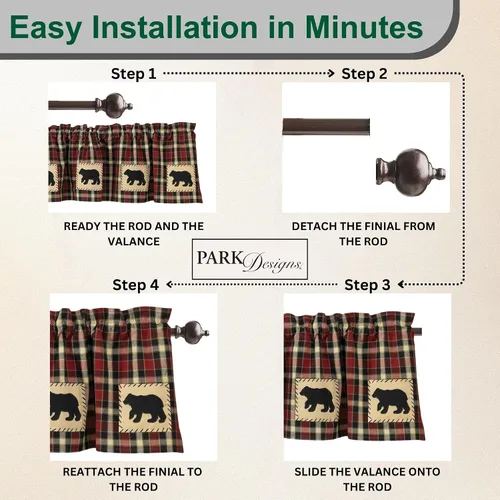 Vista 4 de Park Designs Cenefa con forro de oso Concord, 60 x 14 Oso Negro Concord