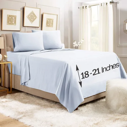 Vista 48 de Empyrean - Juego de 4 sábanas bajeras de bolsillo extra profundo de 110 GSM, juego de 4 sábanas de bolsillo extra profundo de 110 GSM, sábanas
