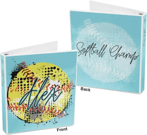 Vista 5 de Carpeta personalizada de sóftbol con 3 anillas, 1 pulgada, multicolor