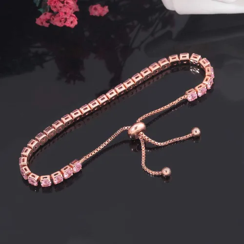 Vista 6 de CiNily Pulseras de tenis ajustables para mujeres, adolescentes y niñas, pulsera de circonita cúbica arcoíris chapada en oro blanco de 14 quilates