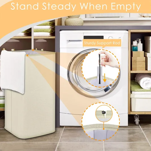 Vista 3 de SNIGJAT Cesta grande para la ropa sucia, cesta alta con asas resistentes, cestas para ropa sucia, cesta rectangular para ropa sucia para dormitorio