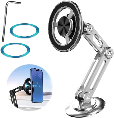 Vista 8 de Soporte magnético universal de 360° PRO para teléfono celular, soporte magnético plegable de aleación para teléfono celular para automóvil