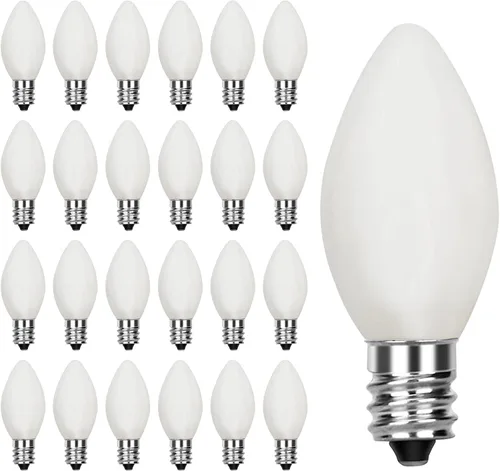Vista 11 de Paquete de 6 bombillas LED C26 de repuesto, 3 V transparentes con punta de torpedo para candelabros de repuesto para lámparas LED de ventana con C26
