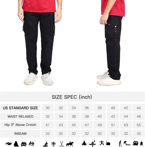 Vista 6 de Nothinchan Mens Lightweight Cargo Outdoor Relaxed Fit Cotton Casual Work Pants with Pocket