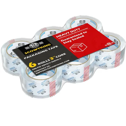 Vista 10 de 2 rollos de cinta de embalaje transparente, 4,7 cm x 62 m, 0,07 mm de grosor - Cinta de envío resistente para mudanzas, sellado de cajas, embalaje