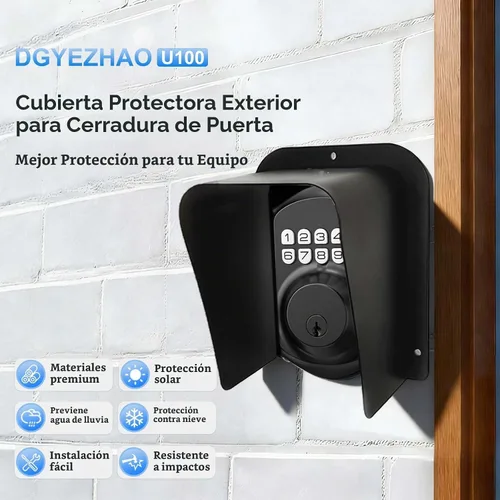 Vista 2 de Cubierta de lluvia para timbre de puerta de metal negro laminado en frío, protector de carcasa de acero para timbre de puerta de video, cubierta