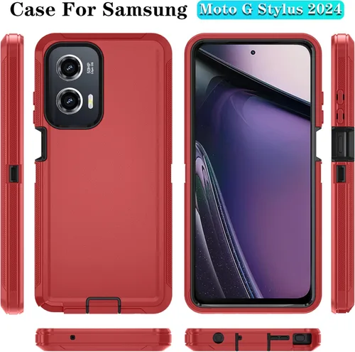 Vista 7 de Qinmay Funda para Motorola Moto G Stylus 5G 2024 con protector de pantalla HD, resistente, a prueba de golpes y caídas, funda de 3 capas para Moto G