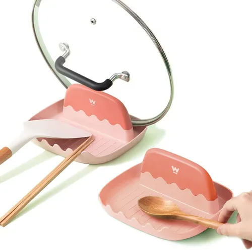 Vista 8 de Paquete de 2 Soportes para Tapa y Cuchara para Encimera de Cocina, Soporte para Cucharón/Espátula/Cuchara de Cocina para Estufa, Descanso