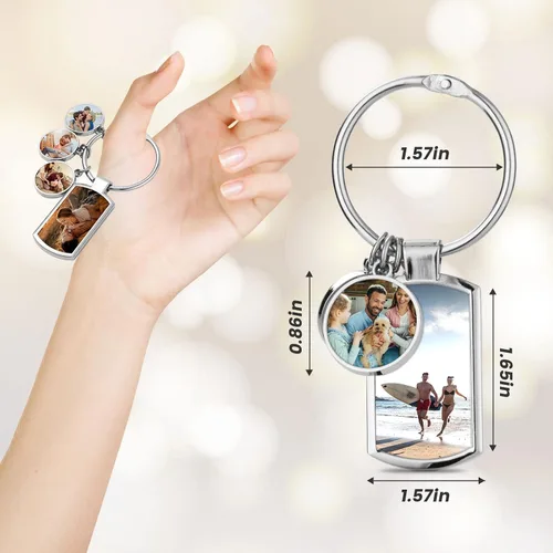 Vista 5 de JUBOPE Personalized Keychains Custom Keychain with Picture Engraving Photo Text Keychain for Men Husband Boyfriend Gifts
