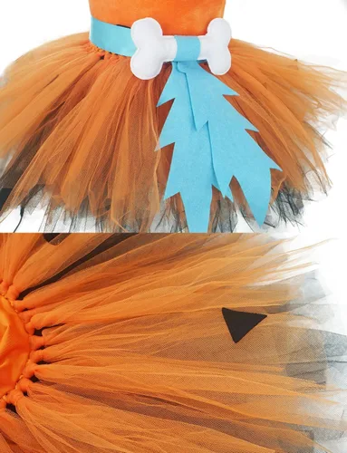 Vista 4 de Vestido de disfraz de Halloween para niñas, tutú de tul de princesa, vestido de cosplay para fiesta de cumpleaños con diadema