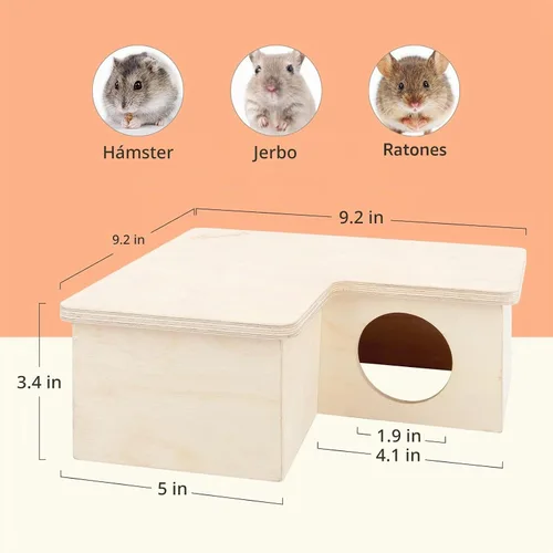 Vista 2 de Niteangel Laberinto de casa de hámster multicámara: 1 entrada 3 habitaciones Laberinto Habitat No-Disturb Removable Lid - Encourage Pets Hide and