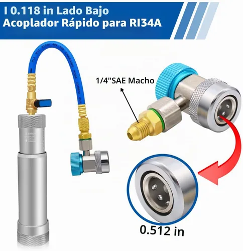 Vista 7 de Kit de Inyector de Aceite y Tinte de AC Boltigen, Herramientas de Inyección de Aceite y Tinte de A/C con Acoplados Rápidos Ajustables R134a R1234YF