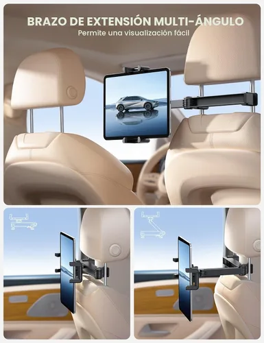 Vista 3 de Lamicall Soporte para Tableta de Reposacabezas de Coche - [Bloqueable] [Compatible con Fundas Gruesas] [Clip Plegable] Soporte para Tableta