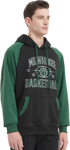 Vista 2 de Sudadera con capucha de algodón suave bordado de baloncesto para hombre