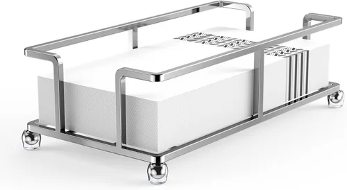 Vista 8 de Soporte para toallas de papel de baño, bandeja para toallas de baño, servilletero, toallero de baño, servilleta de baño, mesa de comedor (negro)