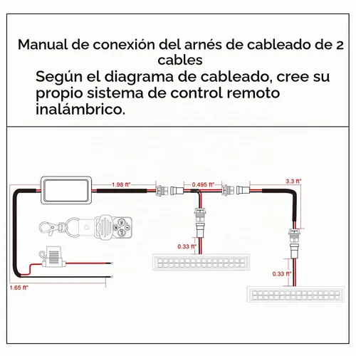 Vista 2 de Arnés de cableado de control remoto de barra de luz LED, kit de arnés de cableado de control remoto inalámbrico Jihe para barra de luz LED, luz