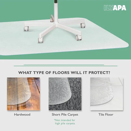 Vista 4 de Ilyapa - Tapete transparente para silla de oficina, escritorios y suelos de madera dura