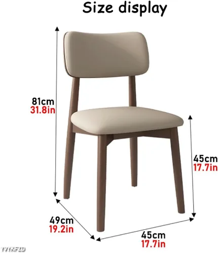 Vista 3 de YVYKFZD Solid Wood Dining Chairs, Kitchen Chairs Set with Curved Backrest, Leather Upholstered Dining Room Chair, Armless Living Room Chair, for