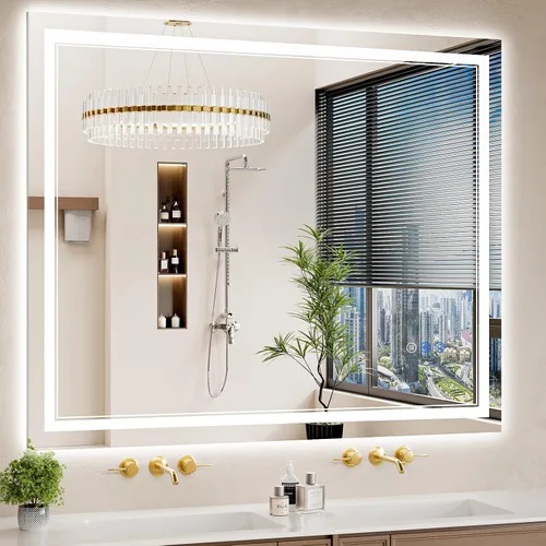 Vista 19 de Espejo de baño LED de 22 x 30 pulgadas con luces, antiniebla, retroiluminado + luz frontal, regulable, espejo de tocador LED para pared, espejo