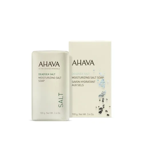 Vista 3 de AHAVA Jabón hidratante de sal del Mar Muerto, barra limpiadora facial y corporal para humedecer la piel, enriquecido con una exclusiva mezcla