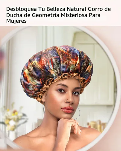 Vista 5 de mikimini Gorro de ducha grande para mujer, de pelo largo, reutilizable