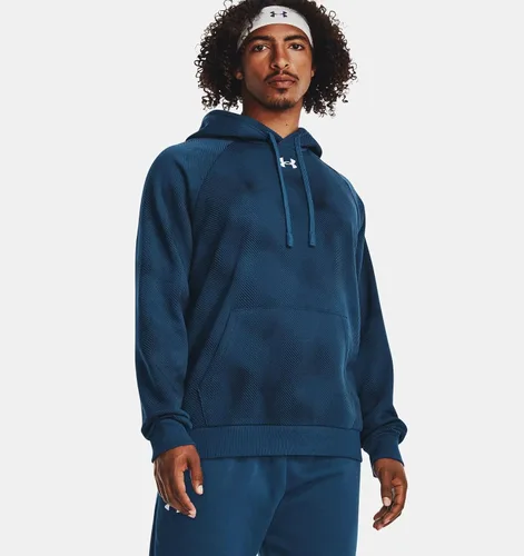 Vista 3 de Under Armour - Sudadera entallada de vellón con capucha para hombre modelo Rival