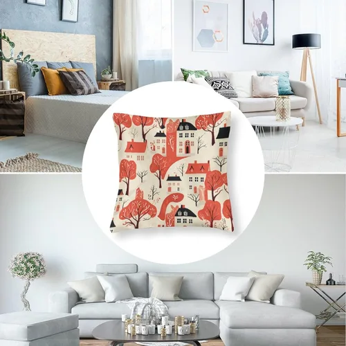 Vista 5 de Fundas de almohada cuadradas de satén rústico de dibujos animados con cremallera de 16 x 16 pulgadas, fundas de almohada para sofá, muebles