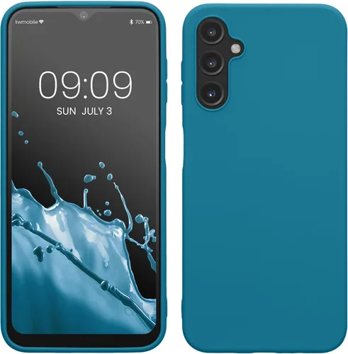 Vista 210 de kwmobile Funda compatible con Samsung Galaxy A12 - Funda protectora de silicona TPU suave y delgada - Azul Báltico