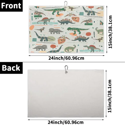 Vista 3 de AUUXVA Divertida toalla de golf con diseño de dinosaurio de animales para bolsas de golf con clip para hombres y mujeres, bonita toalla de golf