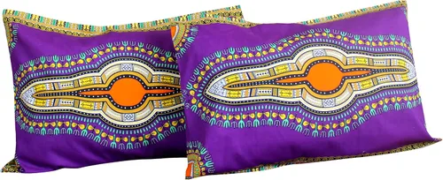 Vista 8 de Fundas de almohada en African Dashiki Art 100% algodón tejido Batik estampados, juego de 2 fundas, negro amarillo