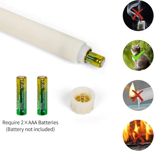 Vista 5 de Sequpr 12 velas cónicas sin llama parpadeantes con temporizador remoto, velas cónicas a pilas, candelabros LED de 10.63 pulgadas para Navidad, Marfil