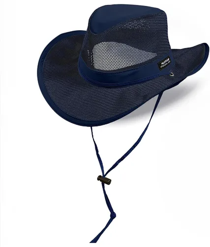 Vista 11 de Sombrero de Sol Safari de Corona de Malla para Hombres, Ala de 3 pulgadas, Cordón Ajustable para la Barbilla, Protección Solar UPF (SPF) 50+ Carbón